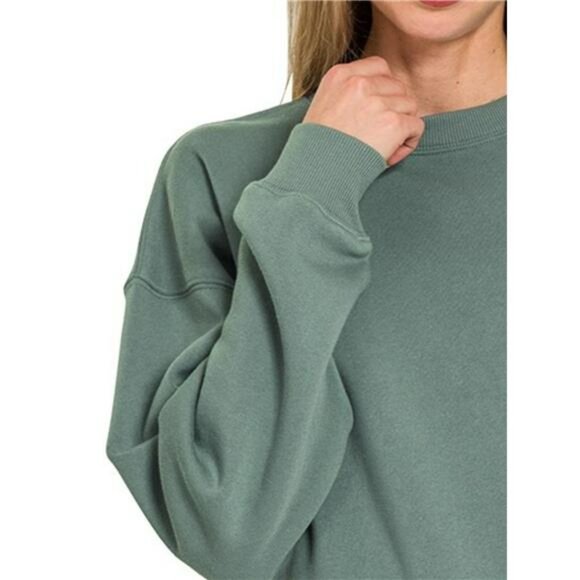 ✨NWT Zenana Fleece Round Neck Sweatshirts - Picture 3 of 3